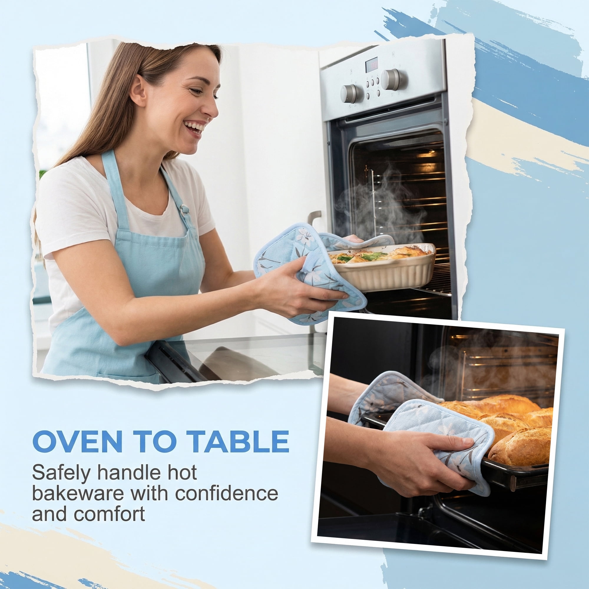 Unique Bargains Durable Heat Resistant Non-Slip Pot Holders for Cooking Blue 2Pcs