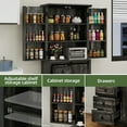 thumbnail image 2 of Uforic Pantry Storage Cabinet with Doors & Drawers, Kitchen Cabinet with Shelves, Dark Oak, 2 of 8