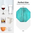 thumbnail image 6 of Honeii Turquoise Wooden2 Print Leather Coaster Set of 4, Ideal for Safeguarding Your Furniture from Drinks Spills and Effortless Cleanup-Octagon, 6 of 6