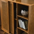 thumbnail image 4 of Jopath Modern Rattan Sideboard Cabinet, Buffet Cabinet with Adjustable Shelf & Solid Wood Feet & Rattan Cabinet Doors for Entryway Hallway Living Room Kitchen Dining Room Light Wood, 4 of 8