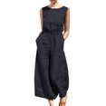 thumbnail image 1 of Mamelucos Sin Mangas Mamelucos sueltos para mujer Monos de pierna ancha con botones de lino y algodón informales (Negro XXL) Ygjytge para Mujer Negro T S, 1 of 7