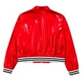 thumbnail image 2 of Hansber Kids Girls Shiny Hip Hop Jazz Dance Jacket Coat Stand Collar Long Sleeve Zipper Outerwear Red 10, 2 of 9