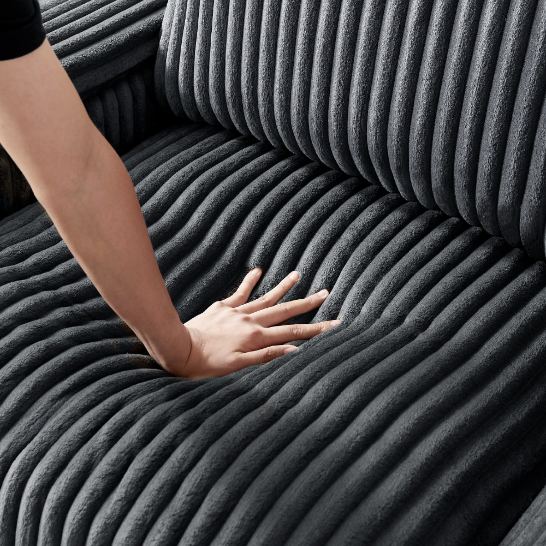 Aukfa 71" Corduroy Loveseat Sofa for Living Room with USB & Hidden Armrest Storage, Black
