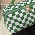 thumbnail image 3 of Bolso De Cosméticos Bolsa de cosméticos para mujer, bolsa de maquillaje de PU con cremallera y patrón a cuadros, bolsa de mano pequeña (verde) Likrtyny Para Estrenar, 3 of 4