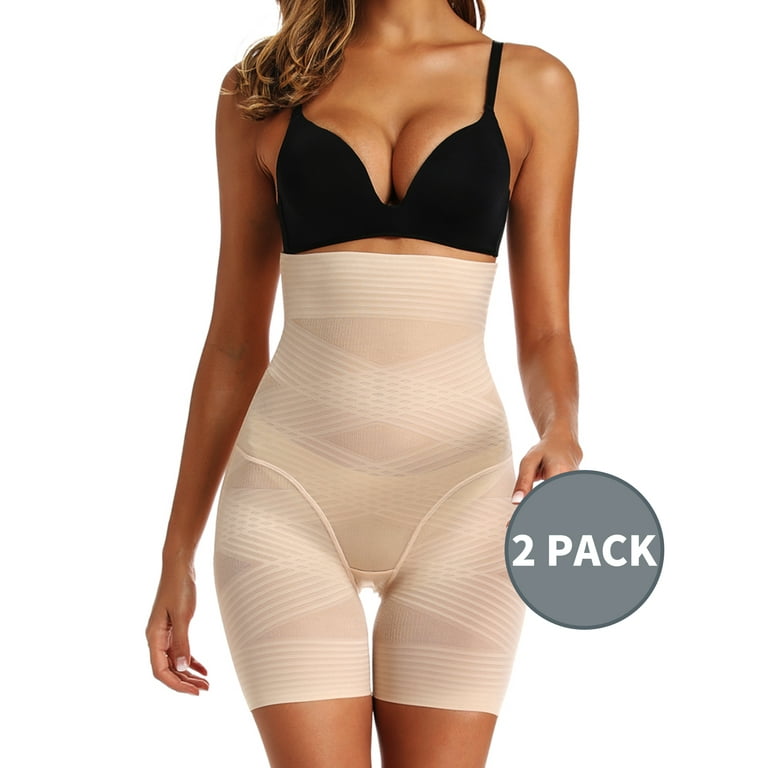 Joyshaper 2 Pack Waist Cross Compression Shapewear Shorts for Women Tummy  Control Body Shaper Thigh Slimmer Panties Fajas Colombianas Beige XL