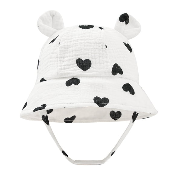 CMSHTD Bucket Hats for Kids Baby Girls Boys Summer, Outdoor Sun Newborn Baby Bear Ears Fisherman's Hat Beach Cap, Light Gray 3-12 Months