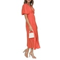 thumbnail image 5 of Cenuakty Women's Summer Casual Midi Dress Solid Color Short Sleeve V Neck Pleated Dresses, 5 of 8