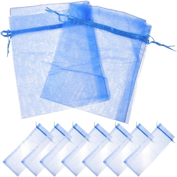 Raindrops 20pcs Sheer Organza Wine Bottle Cover Wrap Gift Bags (Blue)