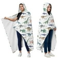 thumbnail image 2 of Wearable Blanket,White Dinosaurs Skeletons Pattern Hooded Wearable Flannel Blanket for Adults & Teens with Buckle,Winter Poncho Shawl Wrap Cape,50"x60", 2 of 5
