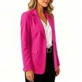 thumbnail image 5 of vdgthytj Blazer for Women Long Sleeve Lapel Collar Open Front Button Business Casual Formal Work Jackets(3X-Large,Hot Pink), 5 of 7