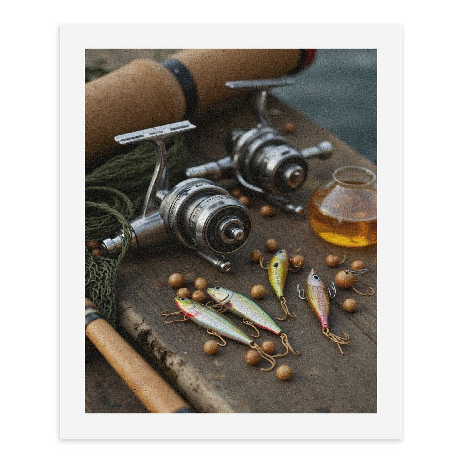 Paint By Numbers Kit for Adults Beginner - DIY Fishing Gear Lures Reels Net Accessories Canvas Painting Kits for Adults, Frameless Paint By Number for Adults for Home Wall Decor 16x20 Inch
