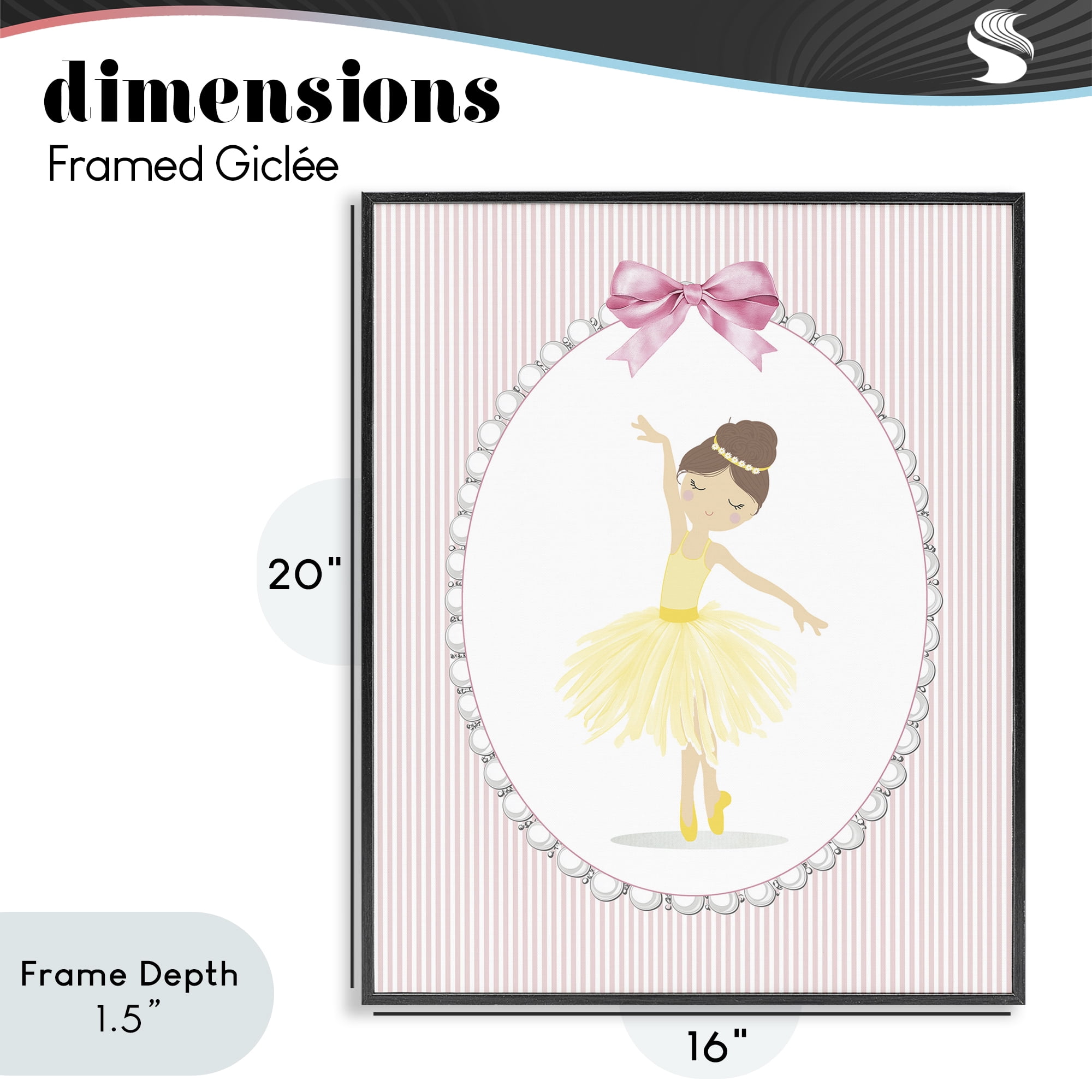 Stupell Industries Dainty Dance on Stripes Black Framed Giclee Art, design by Christine Simpson Art