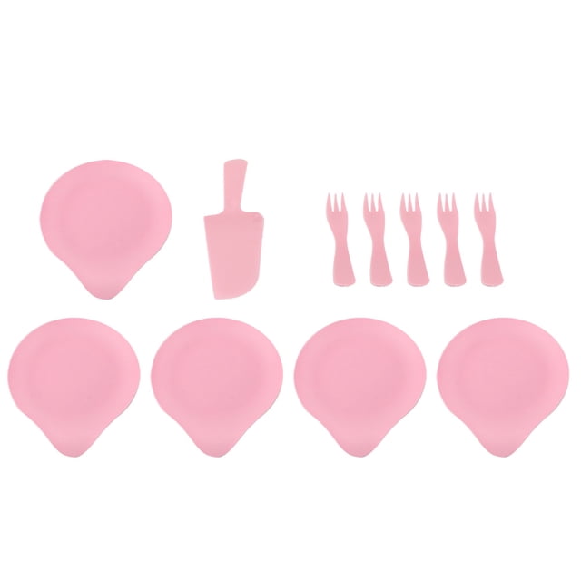 Bandeja de cubiertos desechable para pastel de cumpleaños, vajilla para fiesta, plato de comedor, tenedor, cuchillo, Kit de herramientas (rosa)