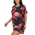 thumbnail image 2 of Lsque Colorful Floral Flamingo Women's Short-Sleeved Pajama Set - 2 Piece Soft and Lightweight Sleepwear Set-3X-Large, 2 of 9