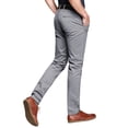 thumbnail image 2 of Pantalones casuales que combinan con la parte delantera plana y delgada para hombre, color gris, 2 of 6