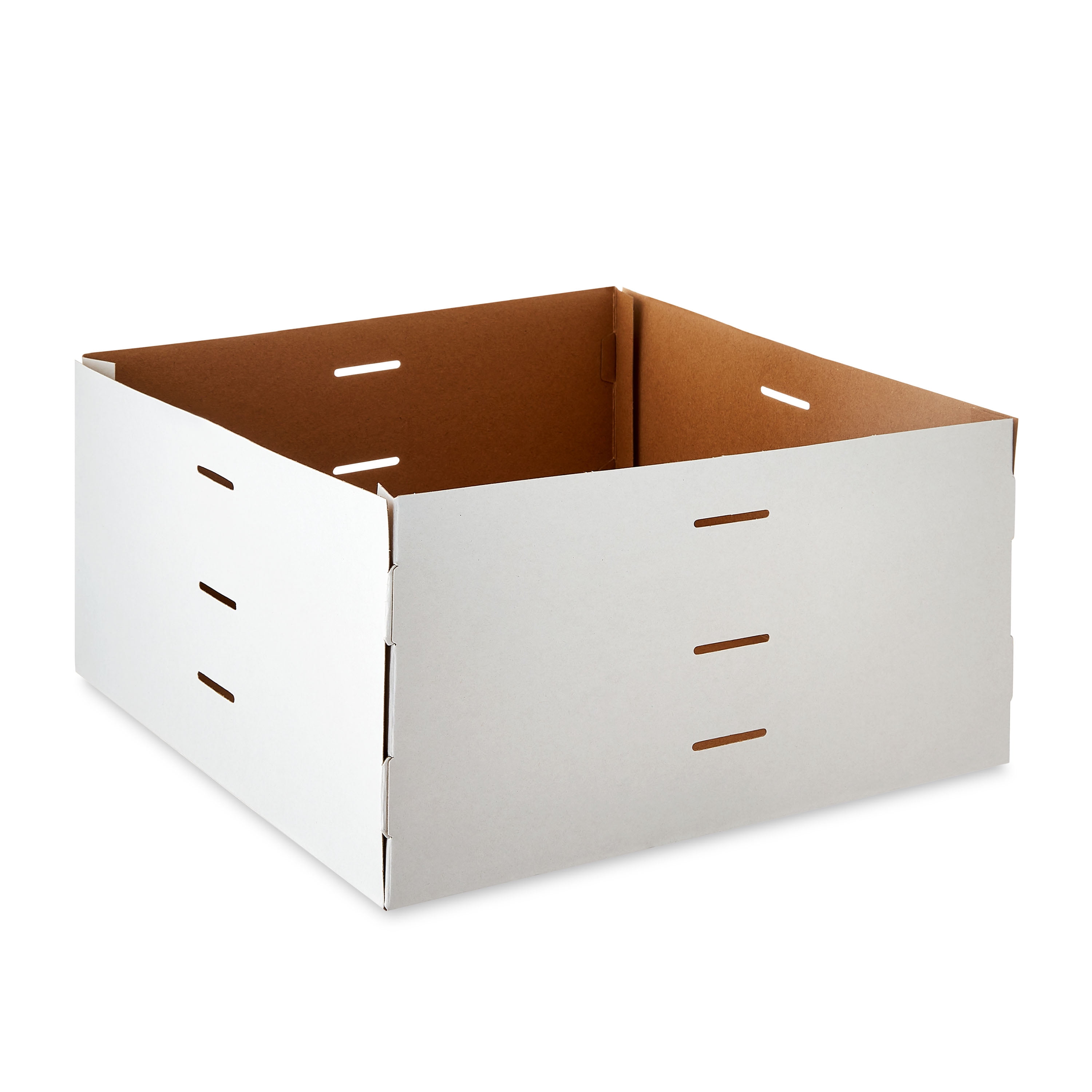 12" x 12" x 7.5" White Cardboard Adjustable Cake Box, by Way To Celebrate