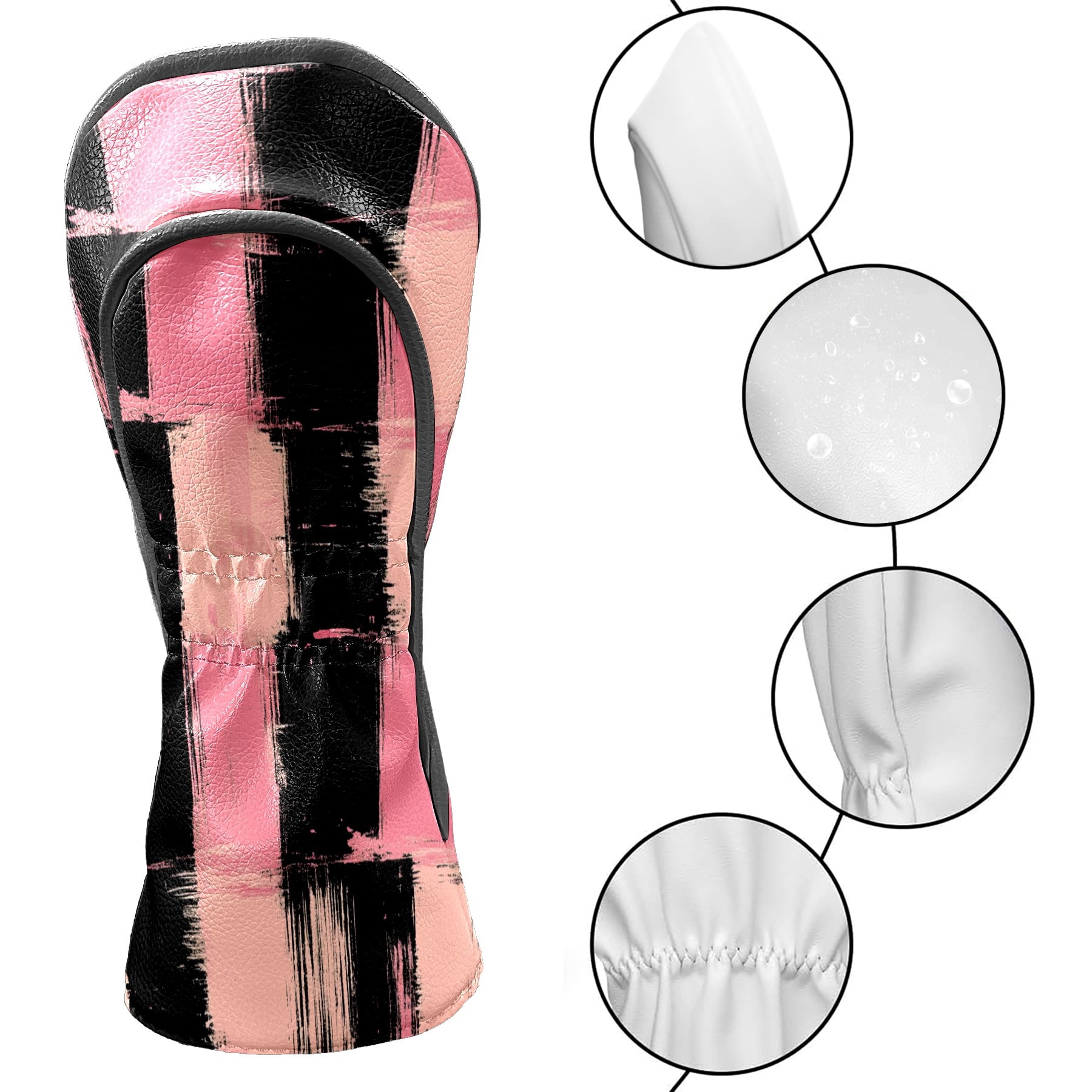 Golf Club Covers PU Leather Waterproof Head Covers for Fairway Woods Hybrids Gradient Grid
