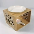 thumbnail image 2 of Ceramic Tea Light Candle Holder, Wooden Essential Oil Burner Candle meltinginging Diffuser for Room Bedroom Home Decor , Seaweed Pattern, 2 of 8