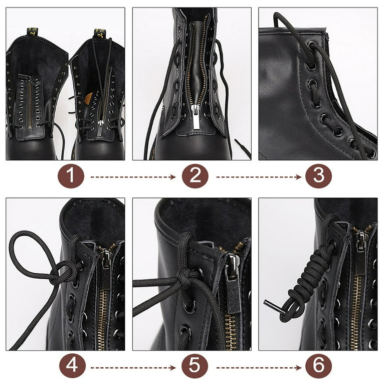 1Pair Leather Lace in Boot Zipper Inserts 8 Eyelet Zipper No Tie Zipper Boot Laces Smooth Tieless Shoe Laces for Boots Shoes Sneakers Sports Shoes