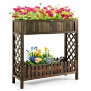 2Tier Wood Raised Garden Bed Elevated Planter Box for Vegetable, Fruit