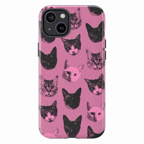 Pink Cat Pattern iPhone Case – Cute Feline Design with Durable Protective Cover for iPhone 16 15 14 13 12 11 Pro Max