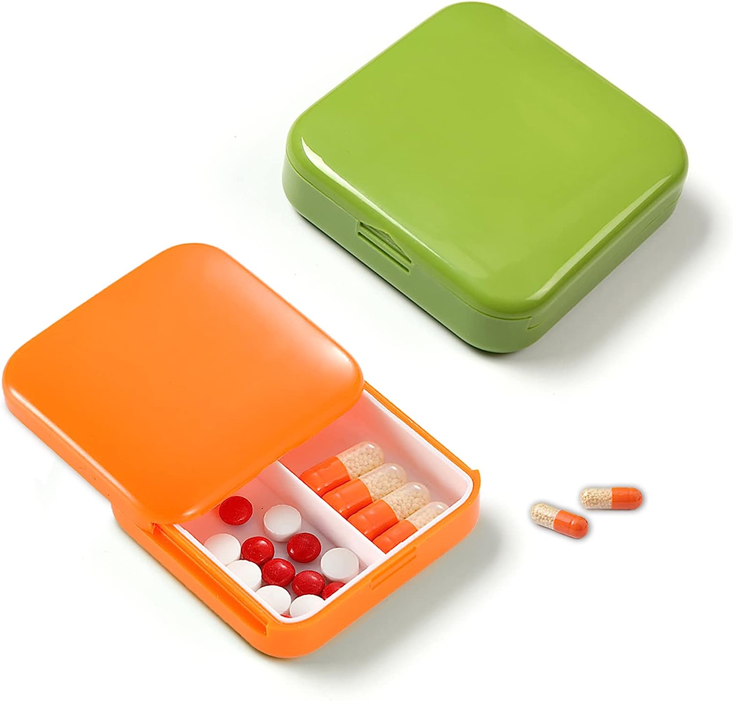 2 Pack Travel Pill Organizer Daily Small Pill Box Portable Cute Pill