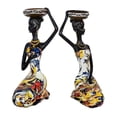 thumbnail image 2 of 2x Candelabros con figuras africanas, estatuas, candelabros, decoración de mesa, coleccionables Sentado amarillo, 2 of 9