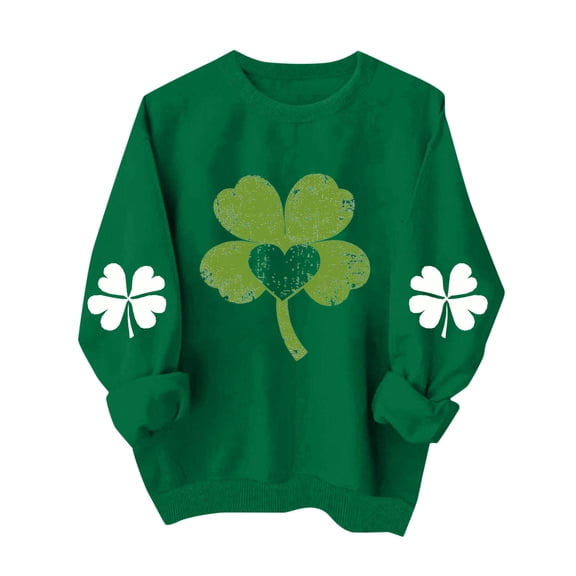 St. Patrick'S Day Sweatshirt for Women Irish Shamrock Pullover Shirts Tops Raglan Sleeve Lucky Leaf Clover Shirts Dressy Trendy Outfit 2026 Dressy Blouse