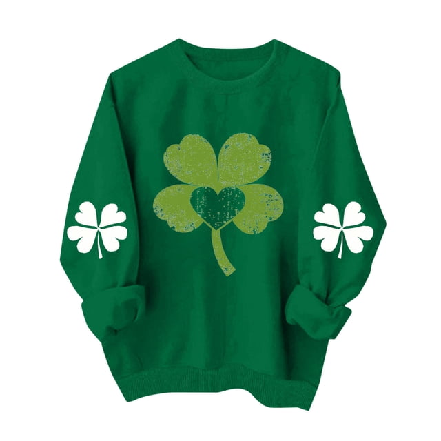 Camiseta de Entrenamiento de Manga Larga para Mujeres Pack Día de San Patricio Impreso Suelto Casual, Camiseta de Gimnasio Transpirable