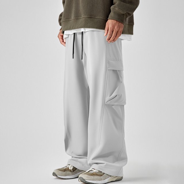 Pantalones largos para hombre, con protección solar, color liso, cintura elástica y cordón ajustable.