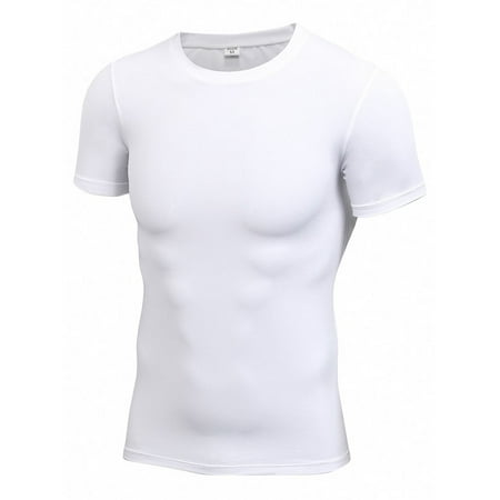 EFINNY Men Sport Compression Round Collar Gym T-shirt Tight