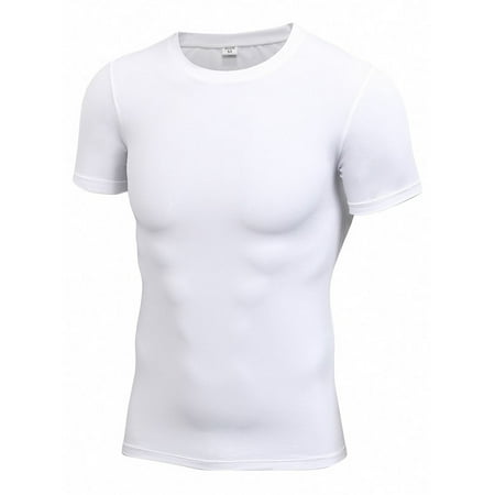 - EFINNY Men Sport Compression Round Collar Gym T-shirt Tight Tops