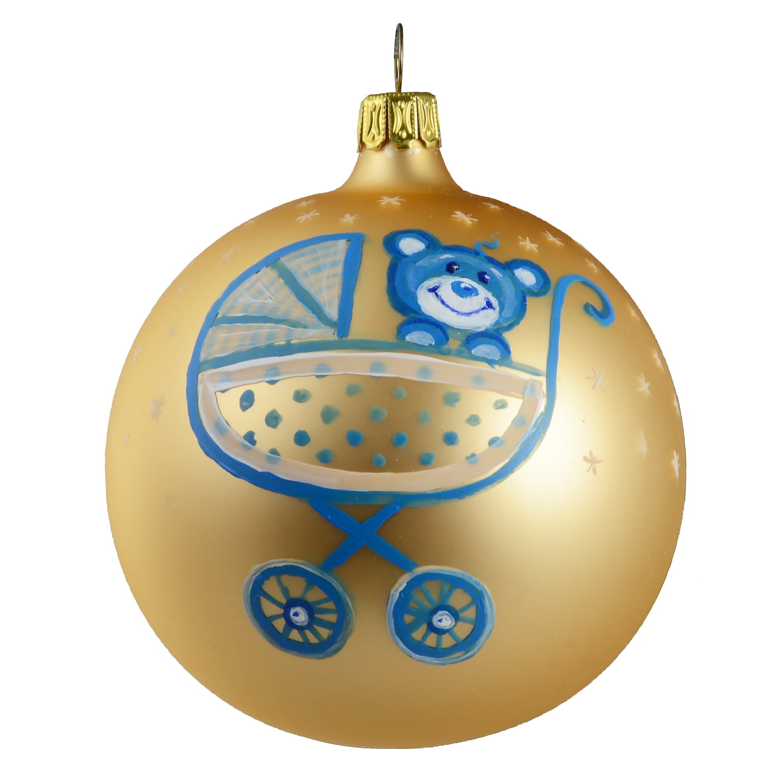 Baby Boy First Christmas - Hand Painted Glass Christmas Tree Ball Ornament