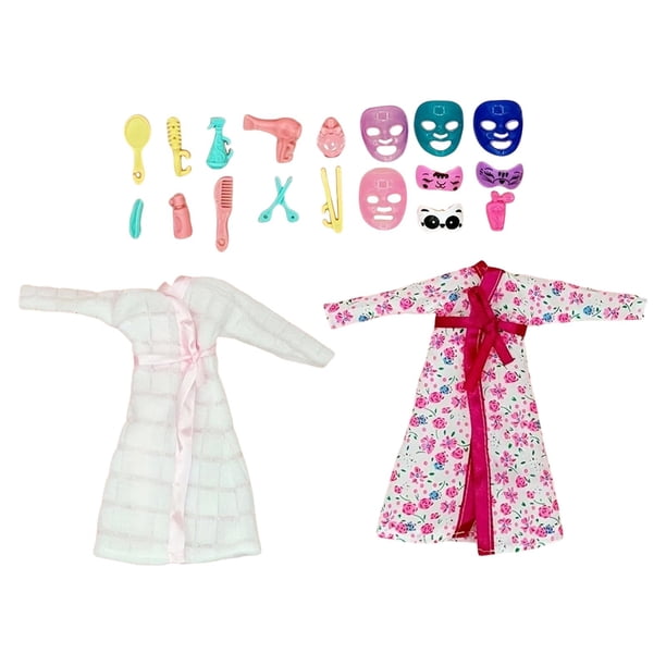 20 piezas de ropa para muñecas femeninas, accesorios, batas de baño, pijamas, juguete de simulación, mini artículos, máscara facial para muñecas de 30