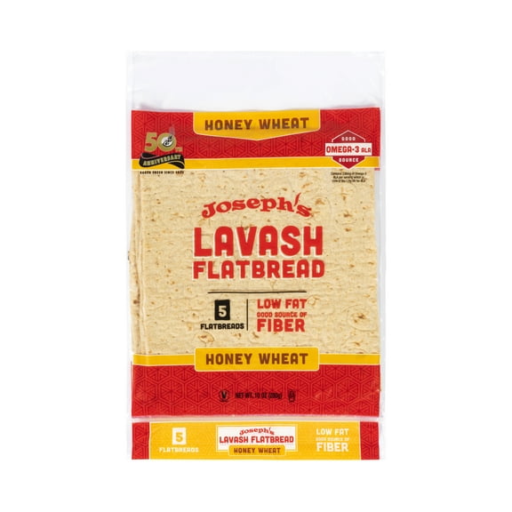 Joseph's Honey Wheat Flatbread Lavash 5 Count 10oz, Shelf Stable