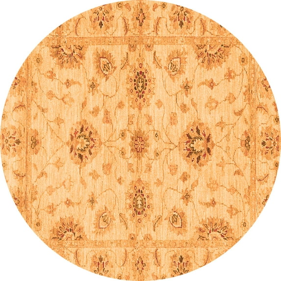 Ahgly Company Indoor Round Oriental Orange Traditional Area Rugs, 4' Round