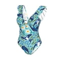 thumbnail image 4 of Yiaed Flying Swallows Print Women's Ruffled One Piece Swimsuit V Neck Swimwear Slimming Monokini for Woman-XX-Large, 4 of 8