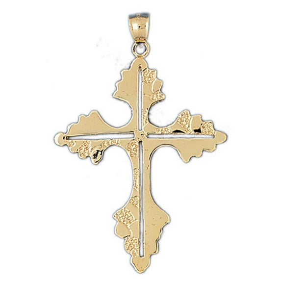 14K Yellow Gold Nugget Cross Pendant - 60 mm