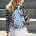thumbnail image 4 of Lafuoo Red Funny Crab on Blue Stripe Pattern Canvas Backpack, Zipper Laptop Backpack Travel Bag Sports Bag Unisex-Medium, 4 of 5