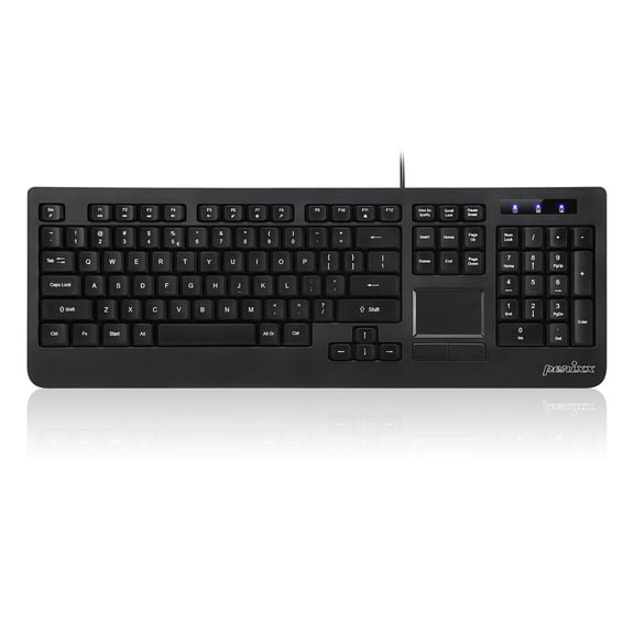 Perixx PERIBOARD-513 Wired USB Keyboard with Touchpad, Full Size Layout, Black, US English Layout