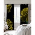 thumbnail image 3 of Yellow Rose Blackout Curtains, Light Blocking Print Window Curtains, Vintage Abstract Garden Flower Floral Black Thermal Insulated Window Drapes for Living Room 2 Panels, 104"W x 72"L, 3 of 9