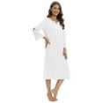 thumbnail image 3 of Xmarks Women's Long Nightgown 3/4 Sleeve Nightshirt Sleepwear Cute V Neck Nightdress Side Slit Sleeve Sleep Pajamas Dress Mid-Calf Length Loose Casual Dress Soft Ladies House Dress, S-2XL, 3 of 5