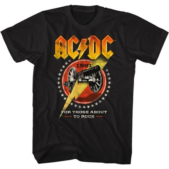 AC/DC Cannon Lightning Black Adult T-Shirt