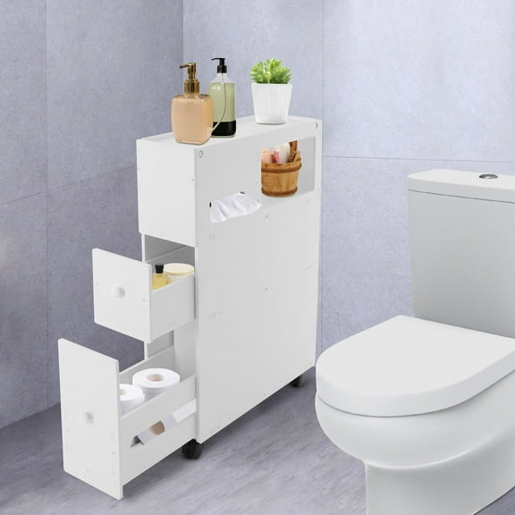 Bathroom Storage Cabinet White Narrow Floor Storage Cabinet Storage Cabinet with Drawers for bathroom, bedroom