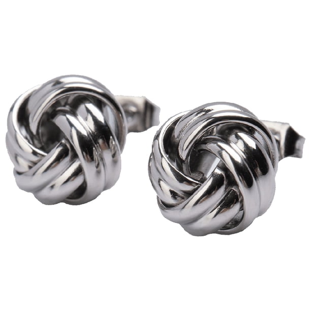 Aretes para Mujer de Nudo tipo Broqueles LuckyLy, Acero Inoxidable con Baño Oro 18k, Oro Rosa 18k o Plata, Modelo Knot plateado UNITALLA