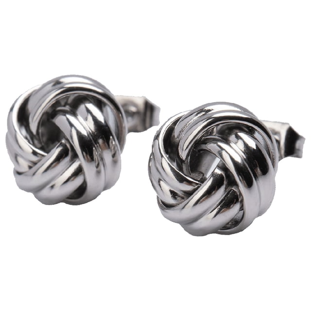 Aretes para Mujer de Nudo tipo Broqueles LuckyLy, Acero Inoxidable con Baño Oro 18k, Oro Rosa 18k o Plata, Modelo Knot plateado UNITALLA