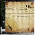 thumbnail image 4 of Ambesonne Vintage Shower Curtain, Birds on Cable Grunge, 69"Wx70"L, Mustard, 4 of 5