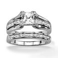 thumbnail image 2 of His and Hers Stainless Steel Princess Wedding Ring Set And Classic Wedding Band Women's Size 05 Men's 04mm Size 13, 2 of 6