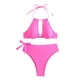 thumbnail image 1 of Gibobby Conjunto de Traje de Baño para Mujer Traje de baño de talle de color sólido para mujer con y almohadillas para el pecho Conjunto de bikini sexy h(Rosa,M), 1 of 5