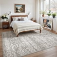 thumbnail image 4 of Roxstand 5x7 Area Rugs for Living Room, Stain Resistant Floral Vintage Washable Rugs, Non-Slip Thin Farmhouse Grey Rugs(5'x7', Grey), 4 of 11